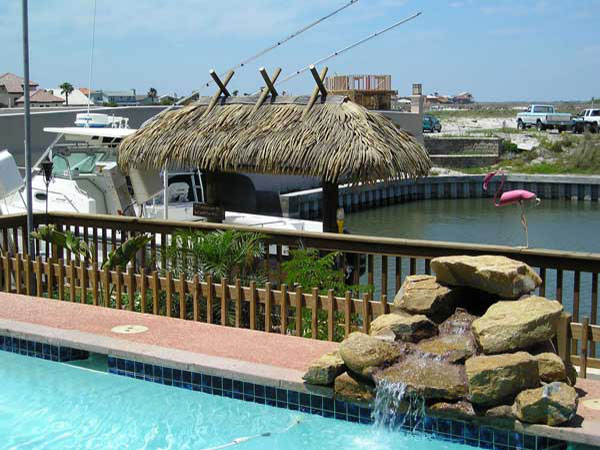 Large Waterfront Tiki Hut with Palm Thatch Roof