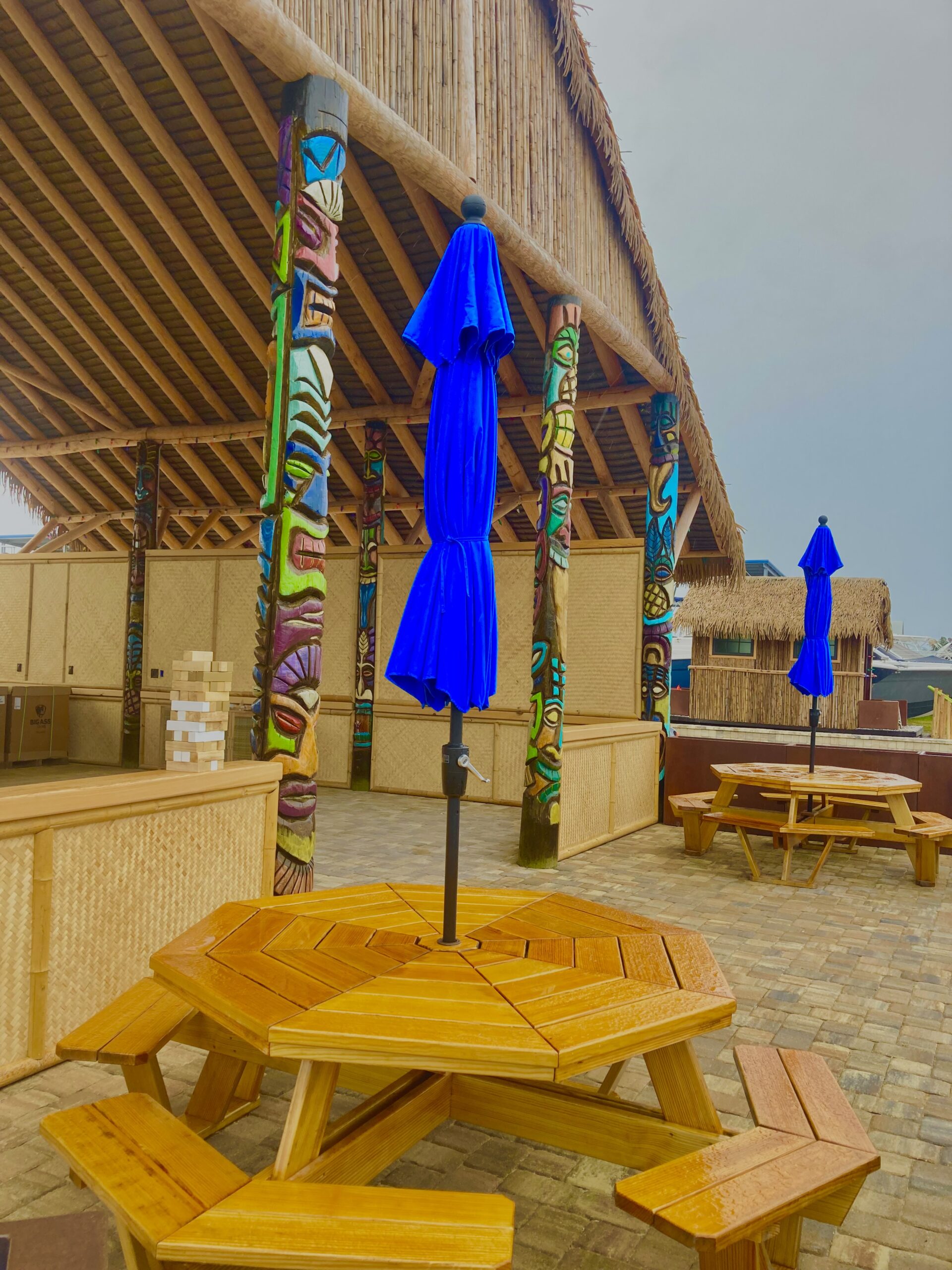 Commercial Tiki Hut Walkway with Palm Thatch Roofing